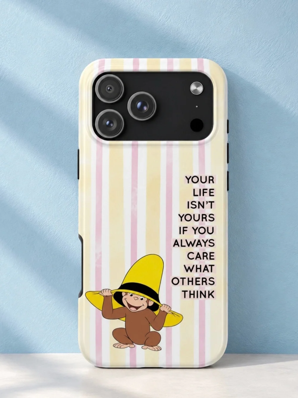 Inspirational Quote Monkey Pink Striped Preppy Aesthetic Tough Phone Case